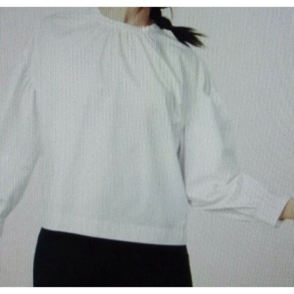 Express Blouse Womens XS 0-2 Black Oversize Puff Sleeve top shirt gathered neck - Picture 10 of 12